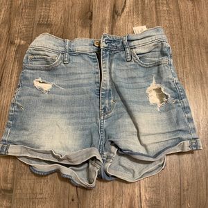High-waisted jean shorts